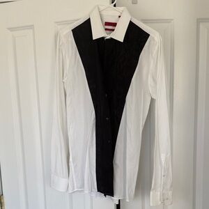 HUGO Black and White Contrast Dress Shirt